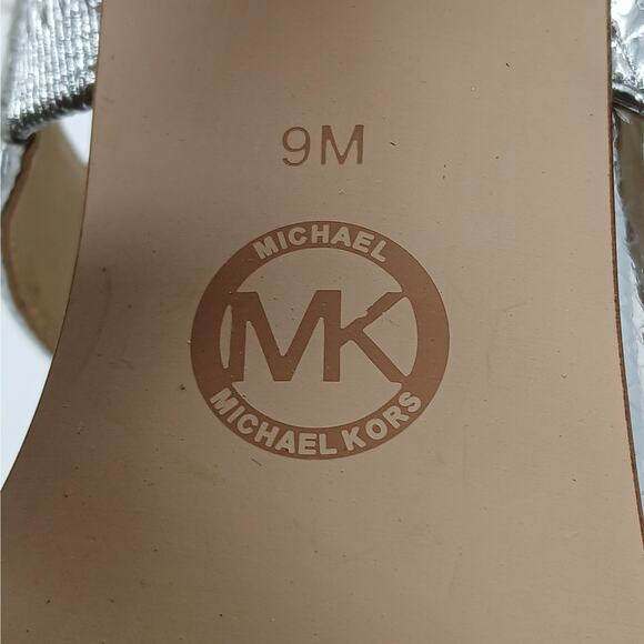 Michael Michael Kors Amal High Heel Shoes Womens 9M Silver Metallic Sandals - Picture 10 of 14